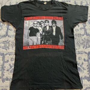 VTG 80's Rolling Stone Steel Wheels Tour Graphic Band T Shirt Black SZ XL